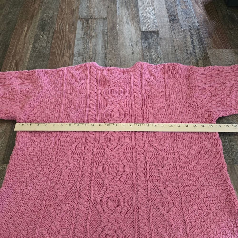 Aran Crafts Sweater Womens XL Pink 100% Merino Wool Cable Knit Made in Ireland - Picture 9 of 13